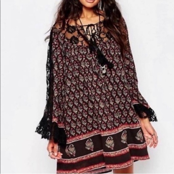 Free People Nomad Child Boho Floral Lace Tunic XS oversized - Picture 3 of 16